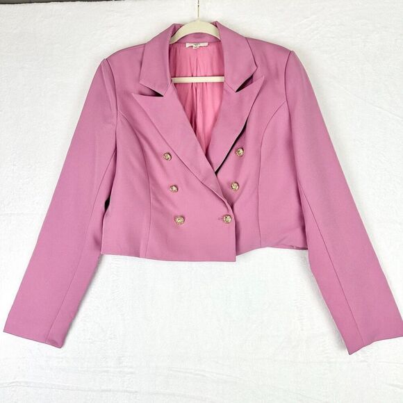 Entro Double Breasted Cropped Blazer Size Large NWOT Pink - Picture 1 of 5